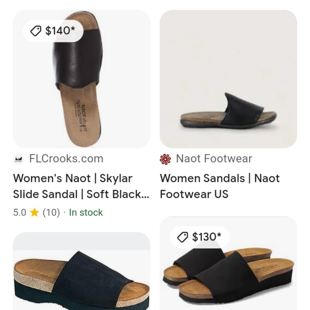NWTags And Box, Naot Black Leather Slide Sandals - Picture 10 of 13